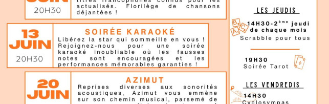 Café de la Forge - programme de Juin